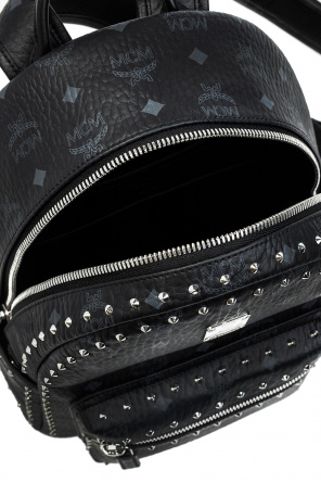 Mcm black studded backpack best sale